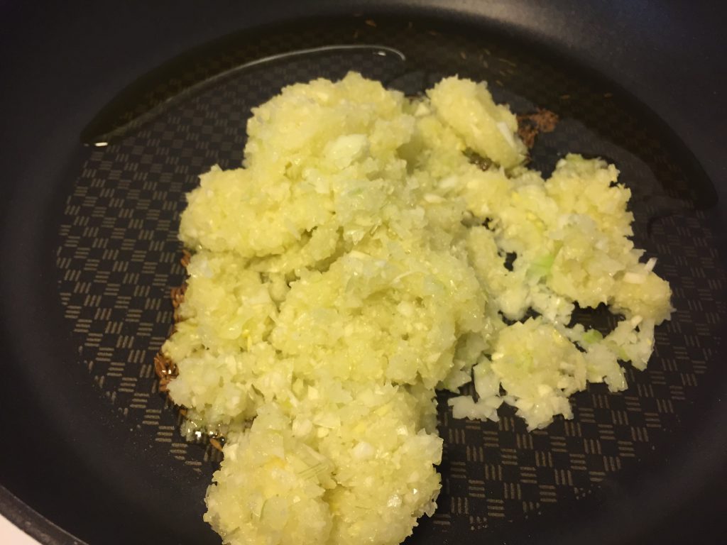 Chopped onion, garlic and ginger mix