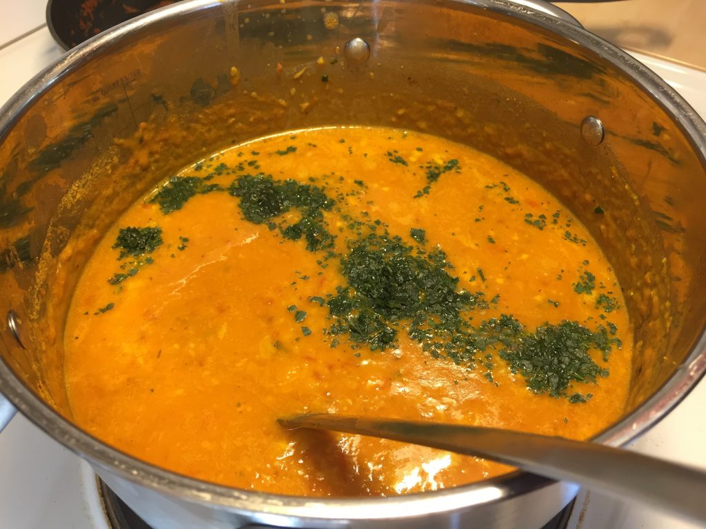 Coriander in Chana dal